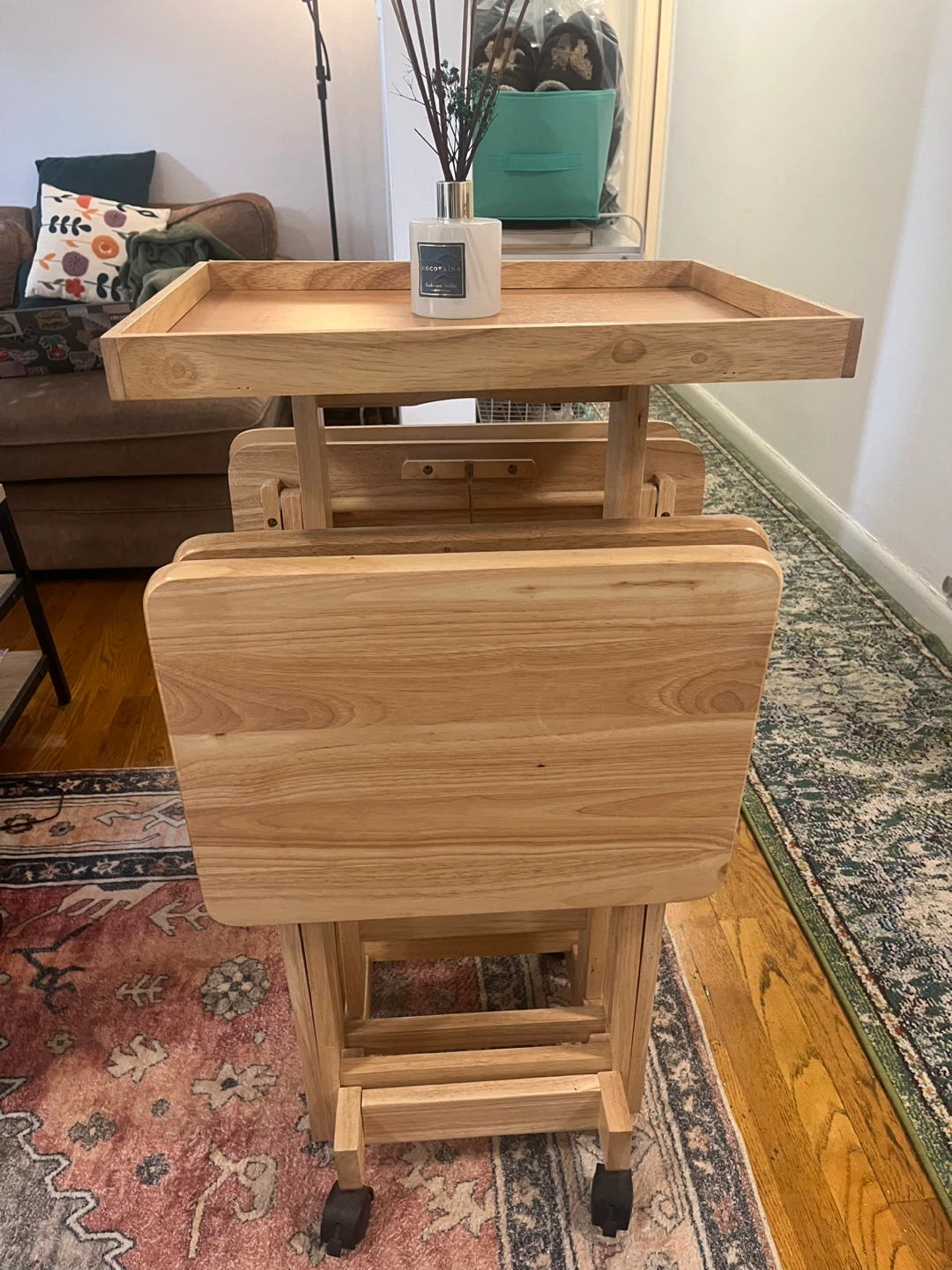 Wooden Tray Table Set with Stand - photo 2