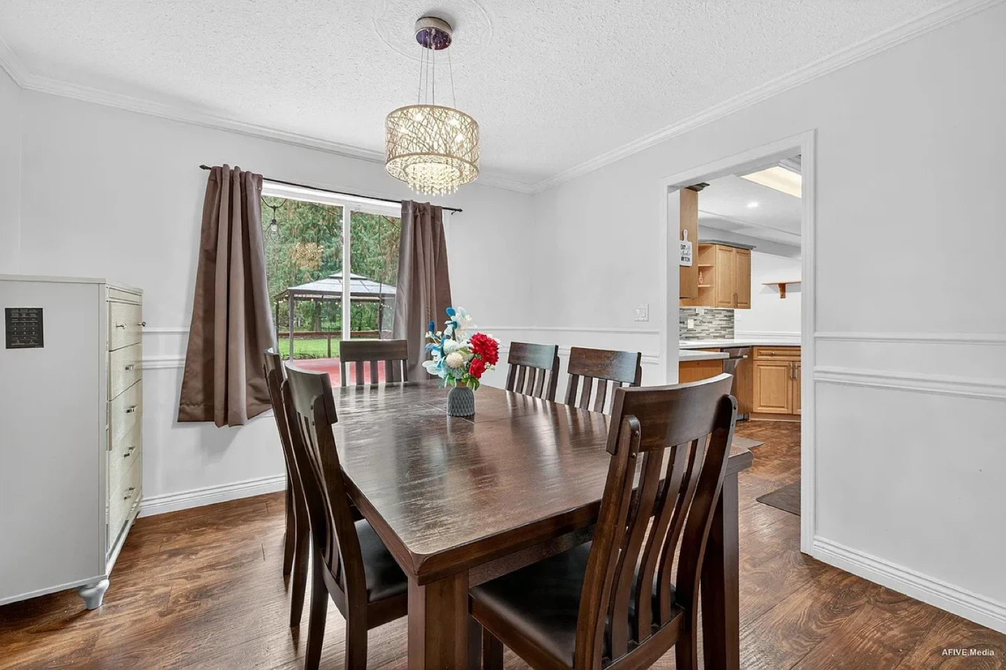 Dark Wood Dining Table with 6 Chairs
