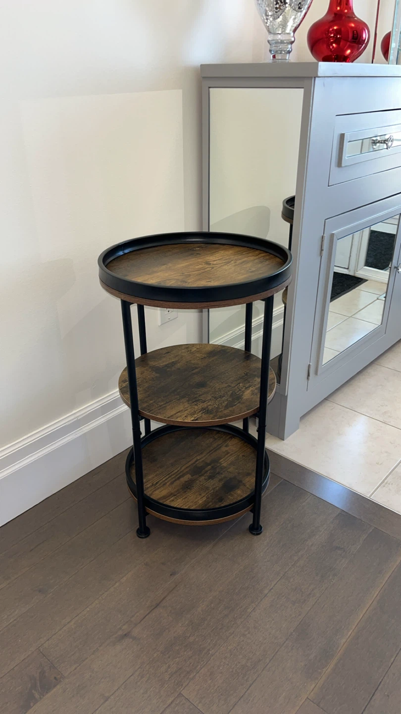 3-Tier Round Side Table - Rustic Brown