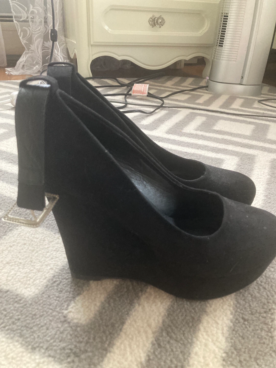 Black Suede Wedge Heels