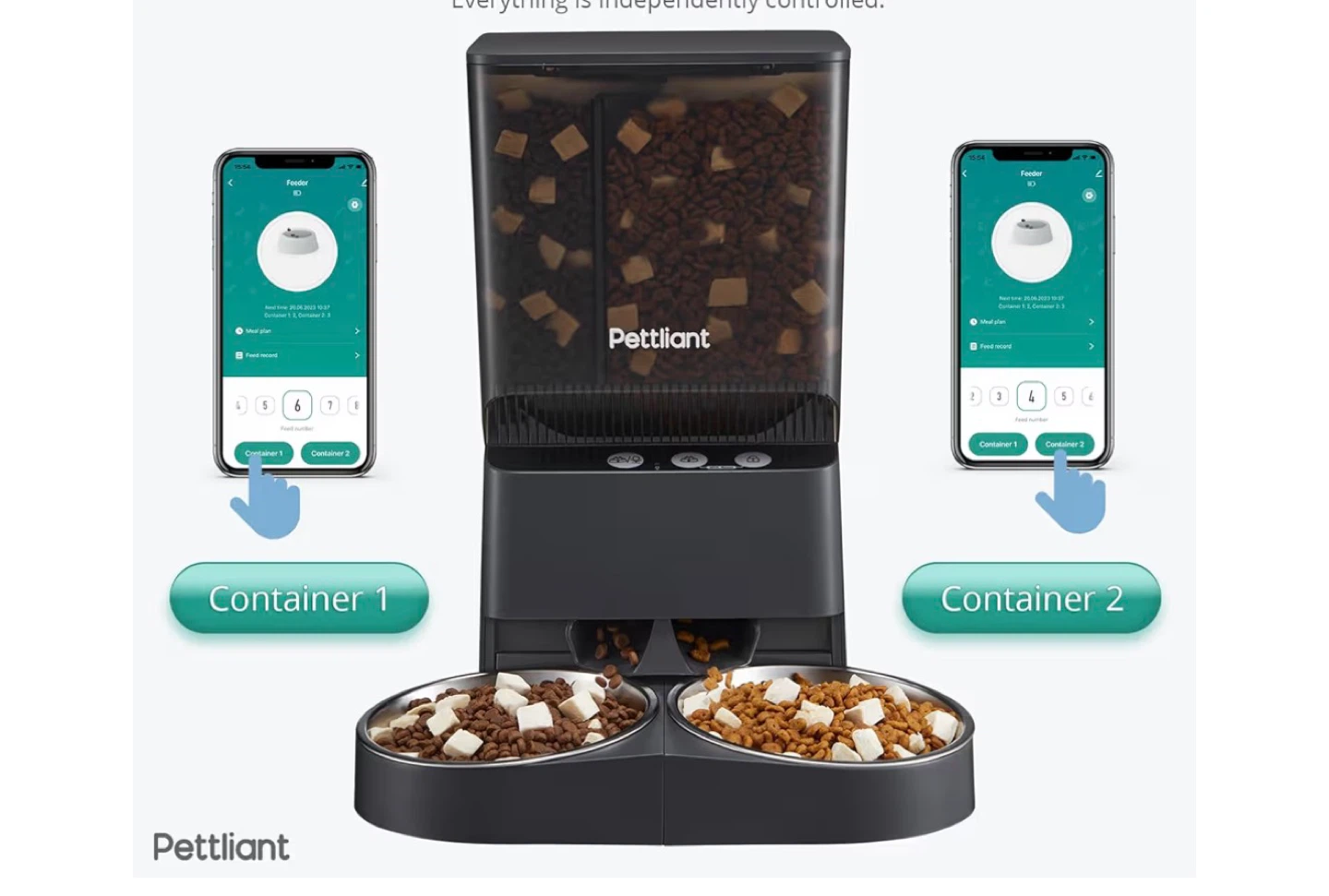 Pettliant Automatic Pet Feeder with Double Bowls - photo 3