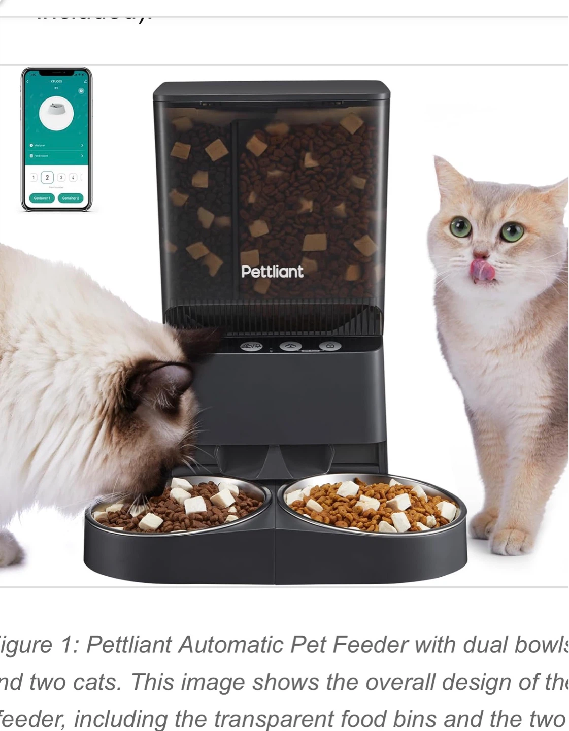 Pettliant Automatic Pet Feeder with Double Bowls