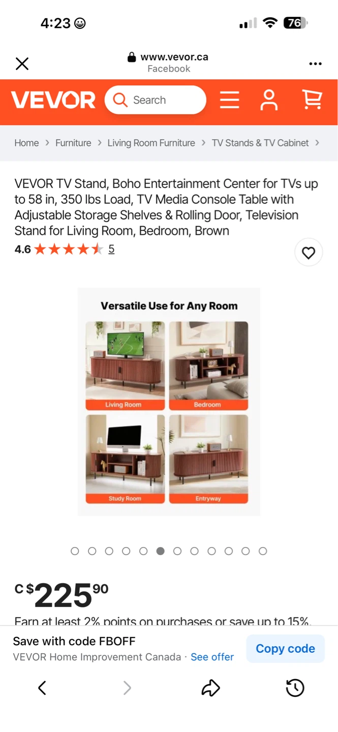 VEVOR TV Stand - Boho Entertainment Center - Brown - photo 5