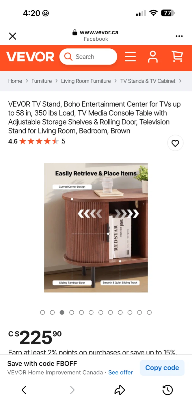 VEVOR TV Stand - Boho Entertainment Center - Brown - photo 3