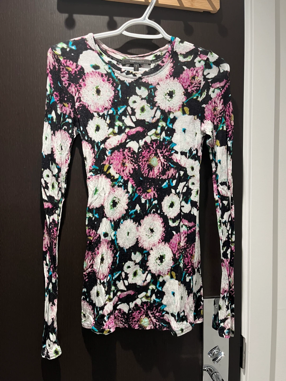 BCBGMAXAZRIA Women's Floral Long Sleeve Top Size S