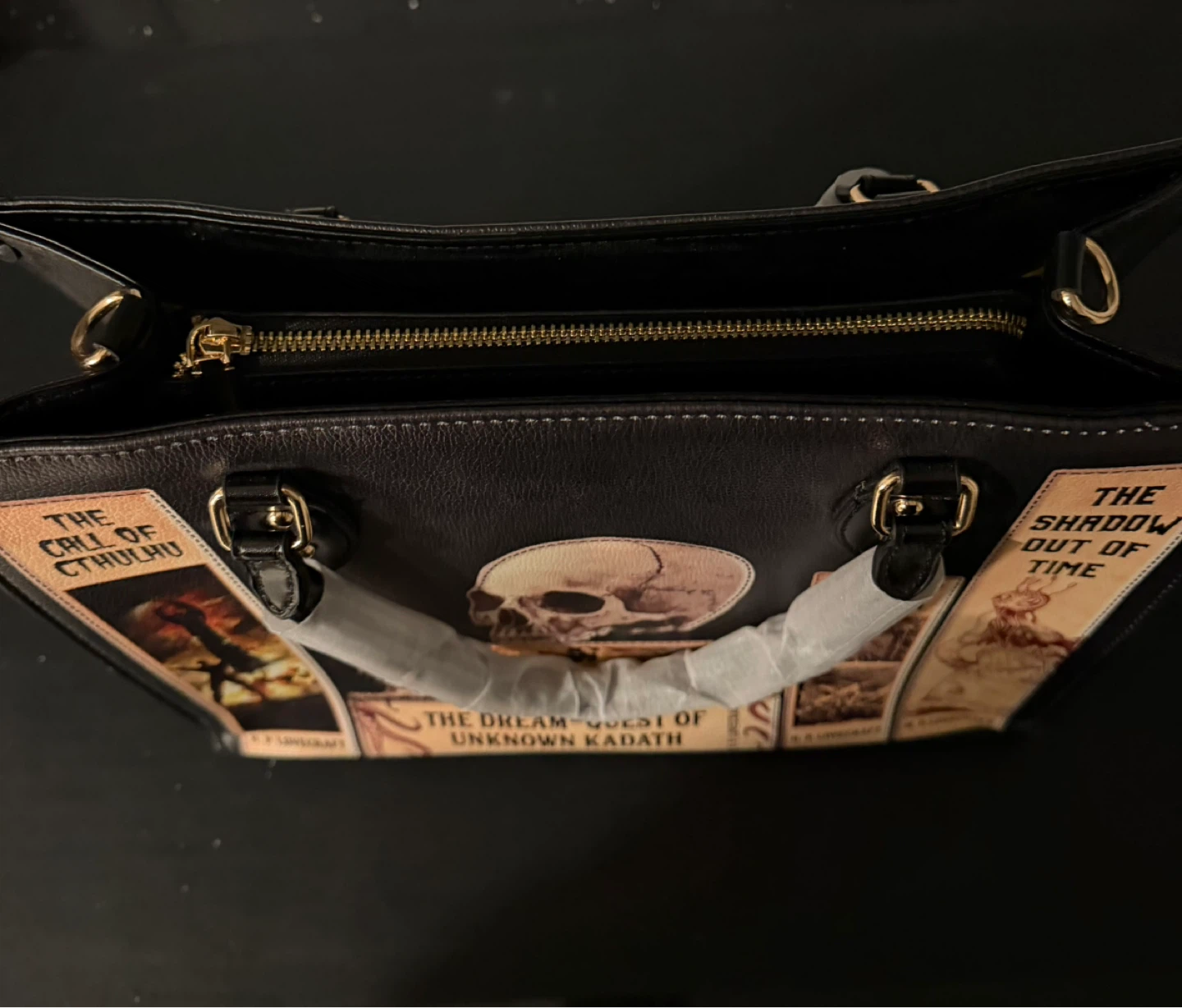 Black Satchel Handbag with H.P. Lovecraft Book Cover Designs - photo 5