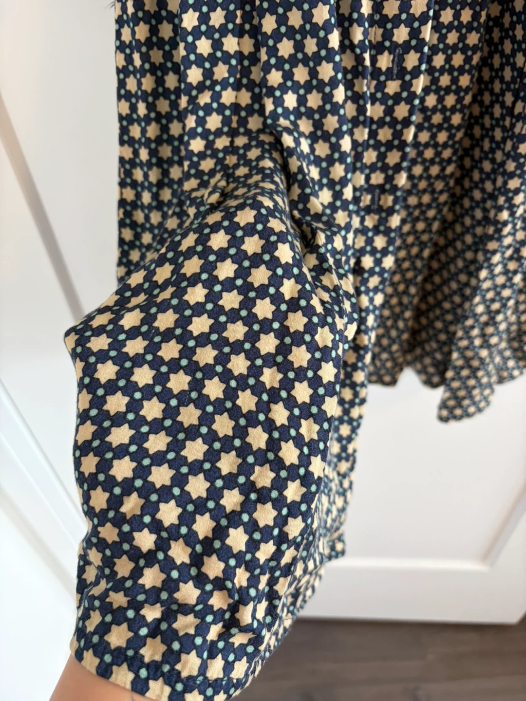 Navy Blue and Cream Patterned Dress - Size S - photo 3