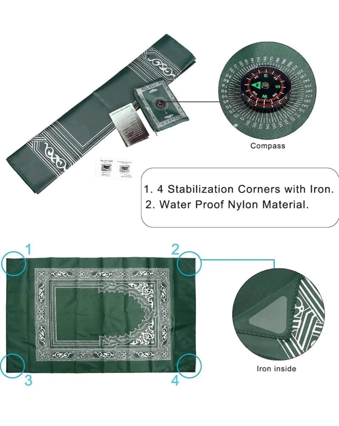 Green Prayer Mat with Compass - photo 2