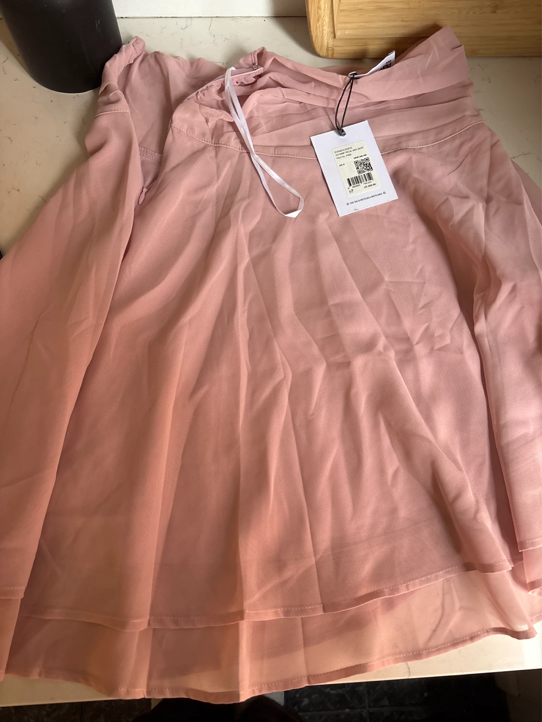 Evanescence Asymmetrical Midi Skirt Pastel Pink US 4 - photo 3