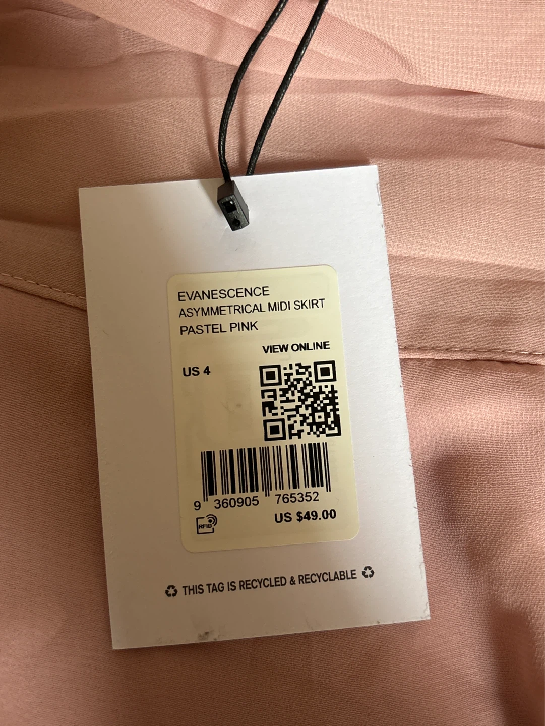 Evanescence Asymmetrical Midi Skirt Pastel Pink US 4 - photo 5