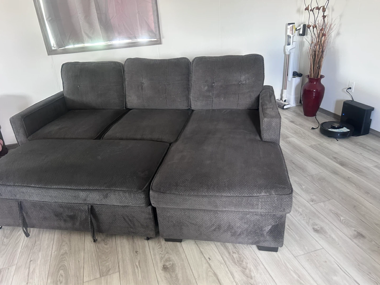 Delivery Available Grey Sectional/Sofa bed with Storage Chaise - photo 2