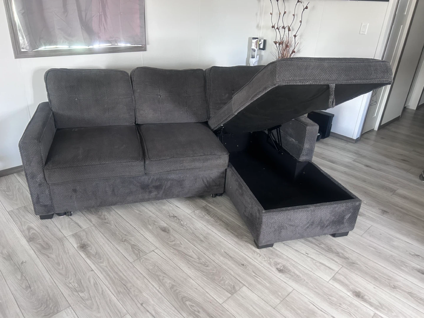 Delivery Available Grey Sectional/Sofa bed with Storage Chaise - photo 3