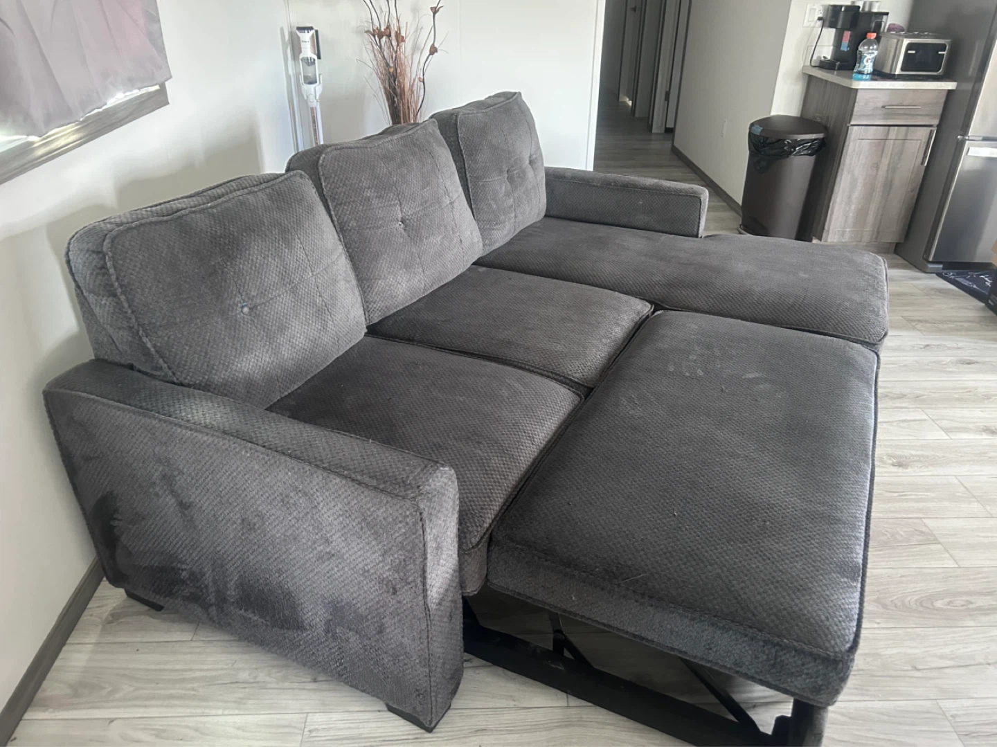 Delivery Available Grey Sectional/Sofa bed with Storage Chaise