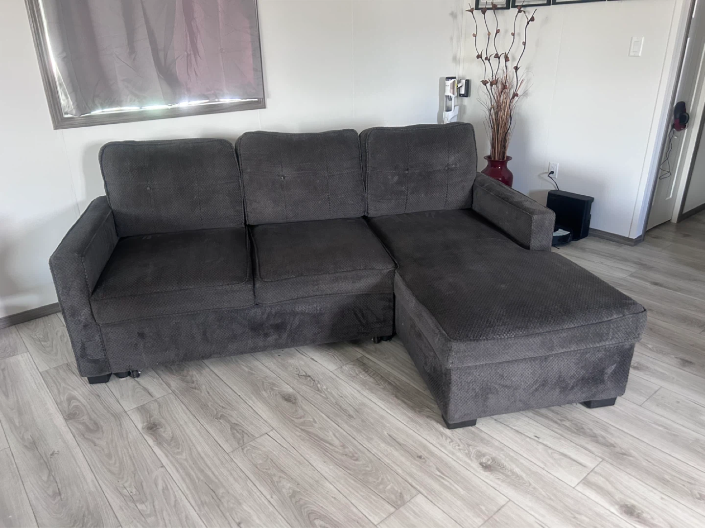 Delivery Available Grey Sectional/Sofa bed with Storage Chaise - photo 4