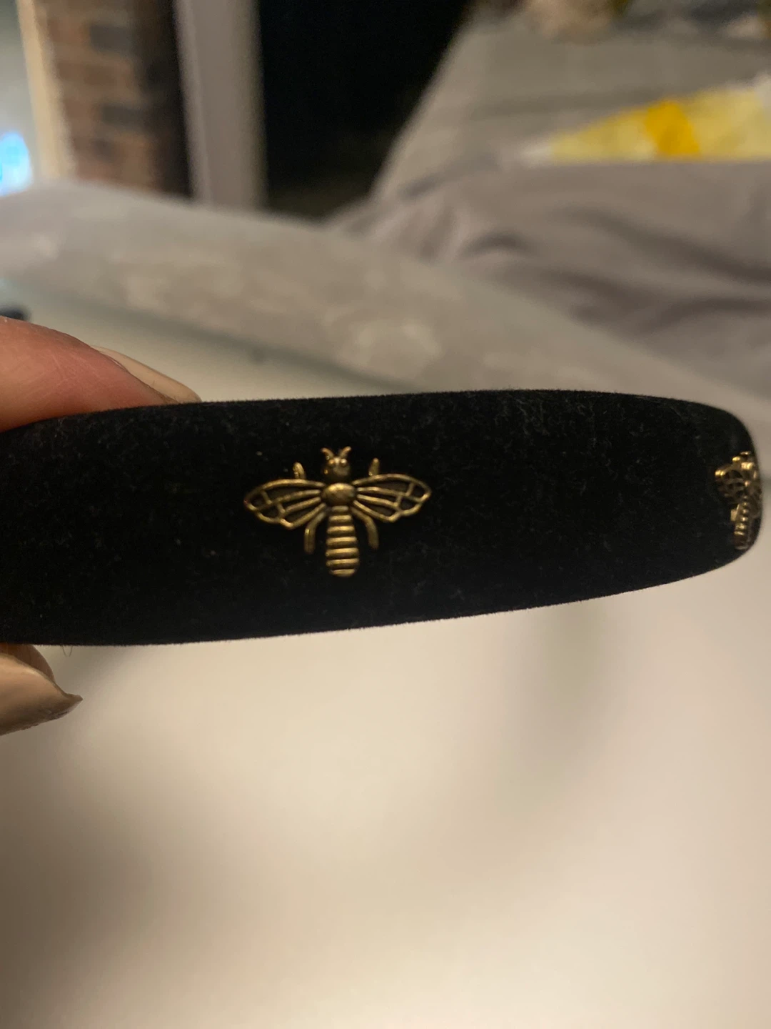 Black Velvet Headband with Bee Embellishments - photo 3