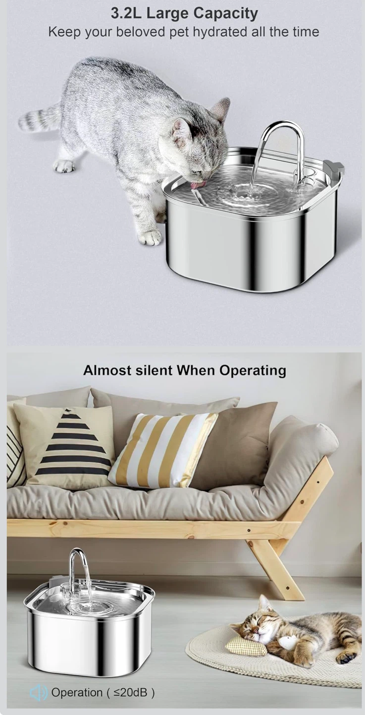 3.2L Stainless Steel Pet Water Fountain - photo 2