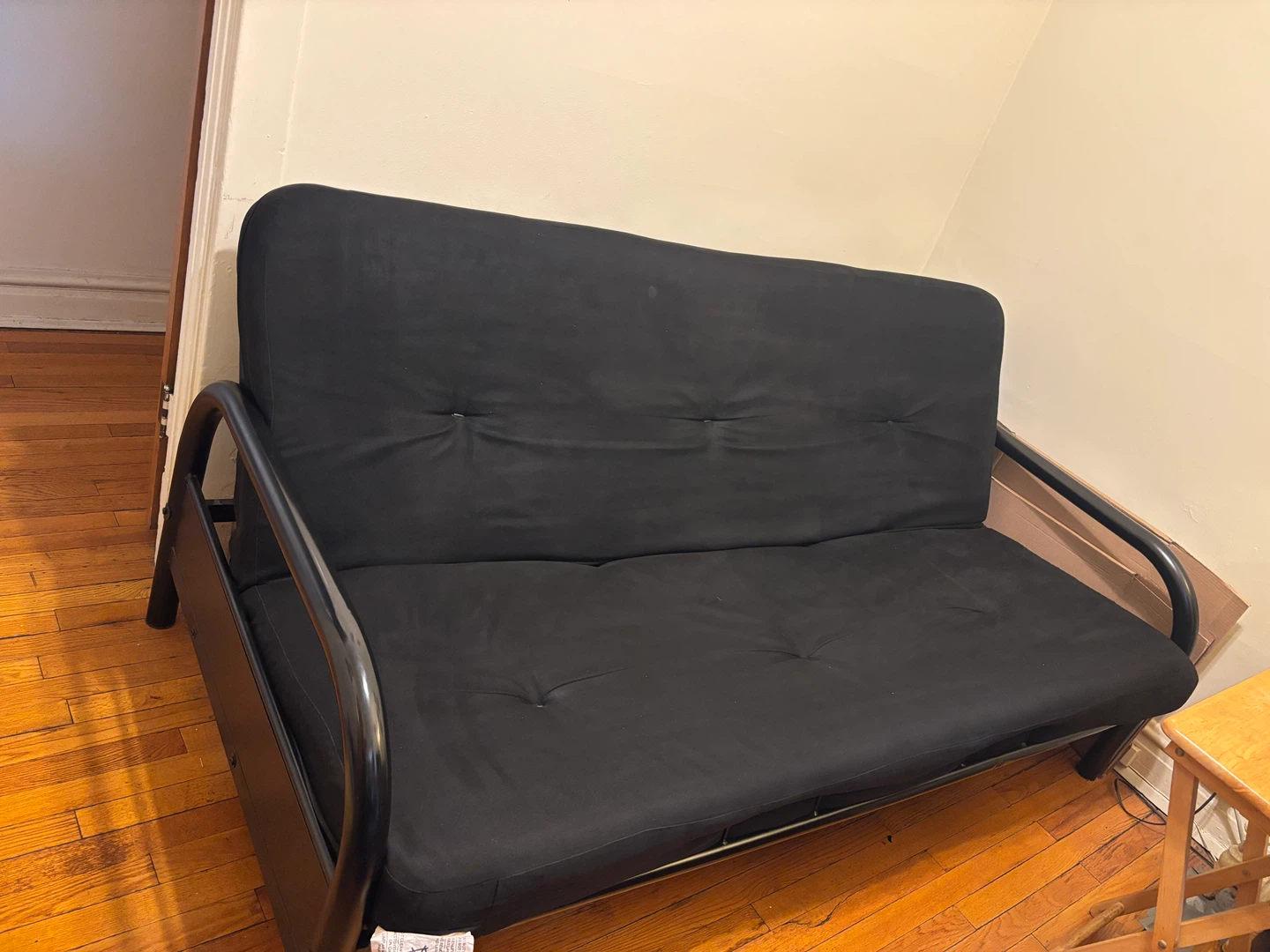 Black Full Size Futon Sofa Bed with Metal Frame