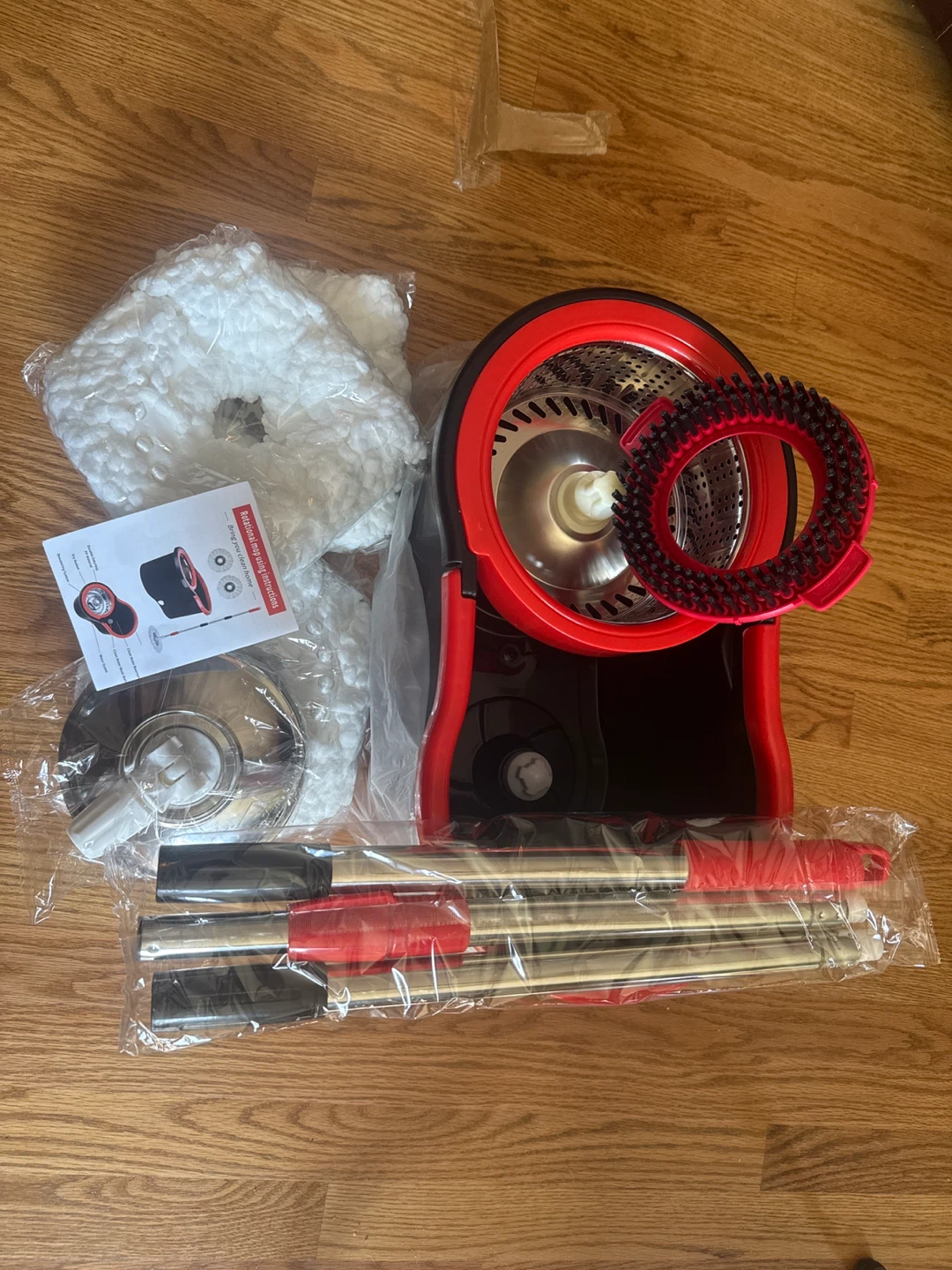 Spin Mop Bucket System with 3 Mop Heads & Brush