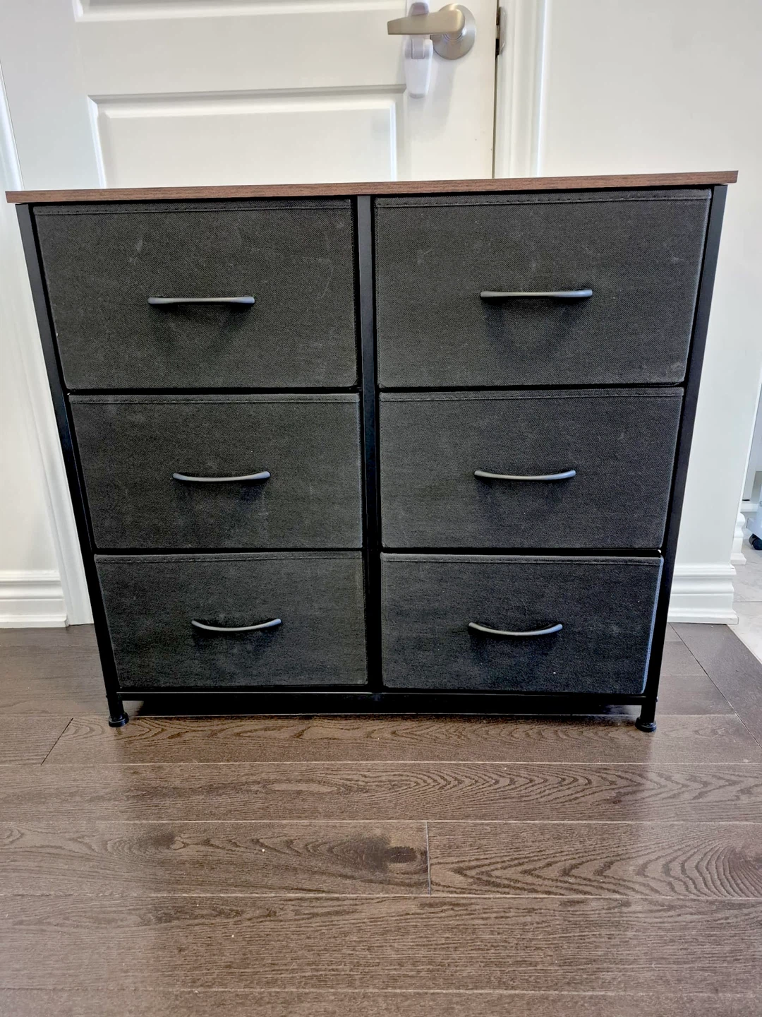 Black 6-Drawer Dresser with Wood Top - photo 3