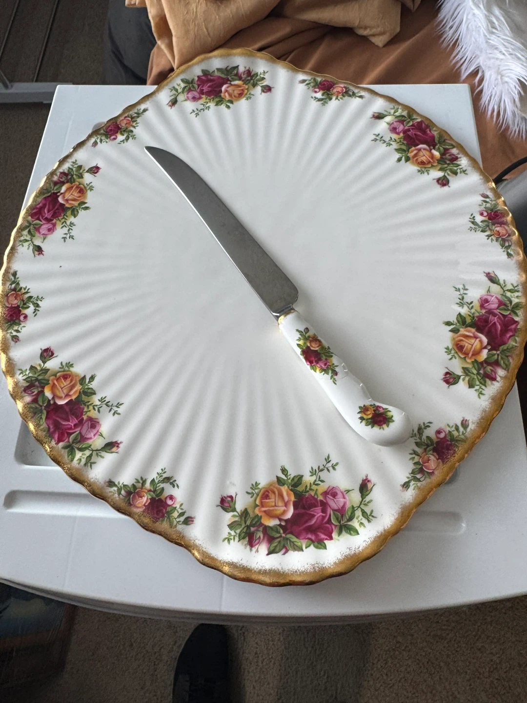 Royal Albert Old Country Roses Cake Knife and Server Set