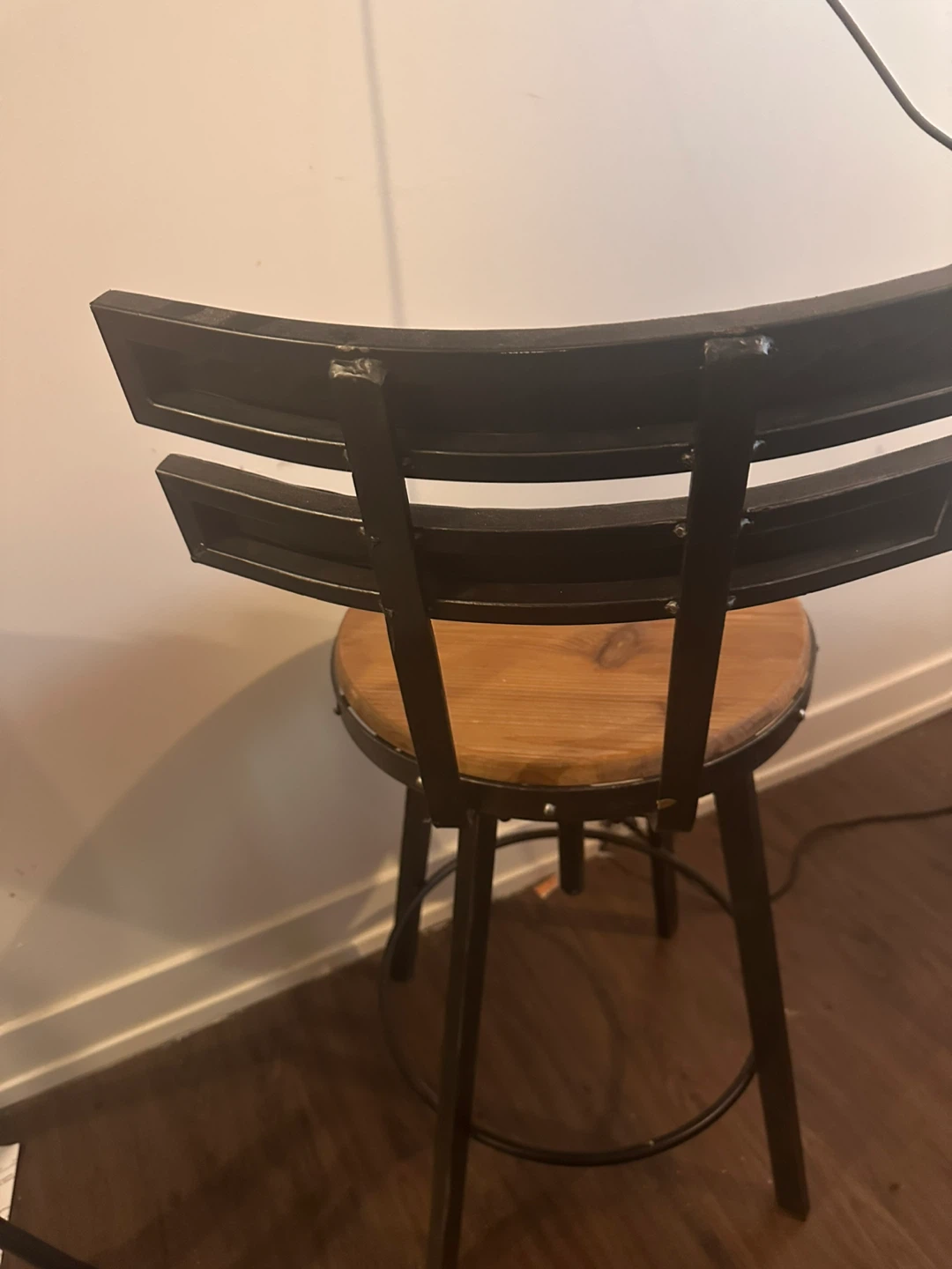 Industrial Style Bar Stool with Wood Seat - photo 3