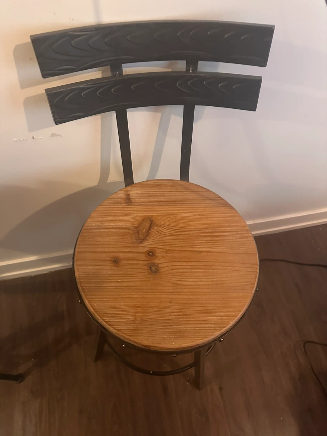 Industrial Style Bar Stool with Wood Seat - photo 4