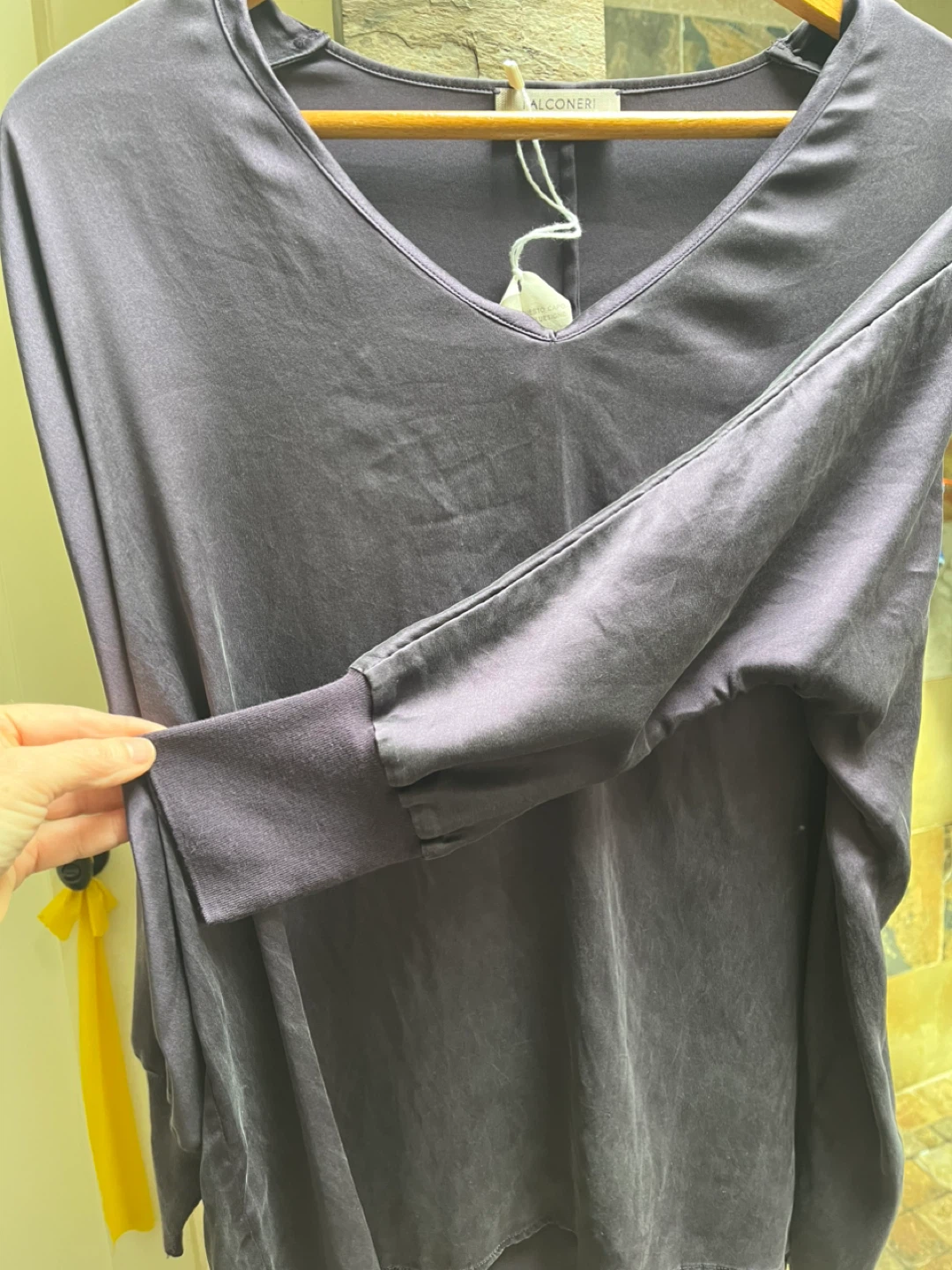Plum Silk V-Neck Top - photo 4