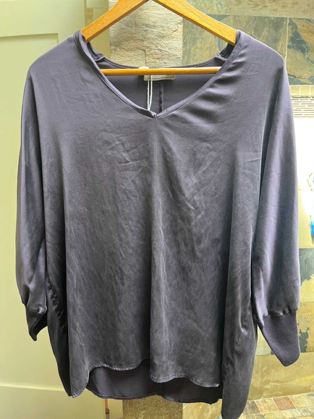 Plum Silk V-Neck Top