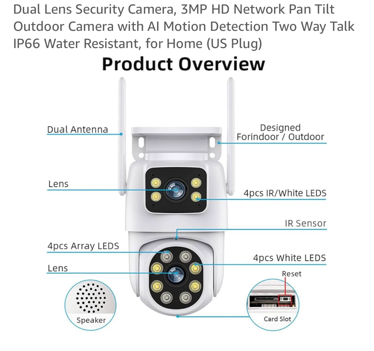 Dual Lens Security Camera - 3MP HD Pan Tilt Outdoor Camera - photo 2