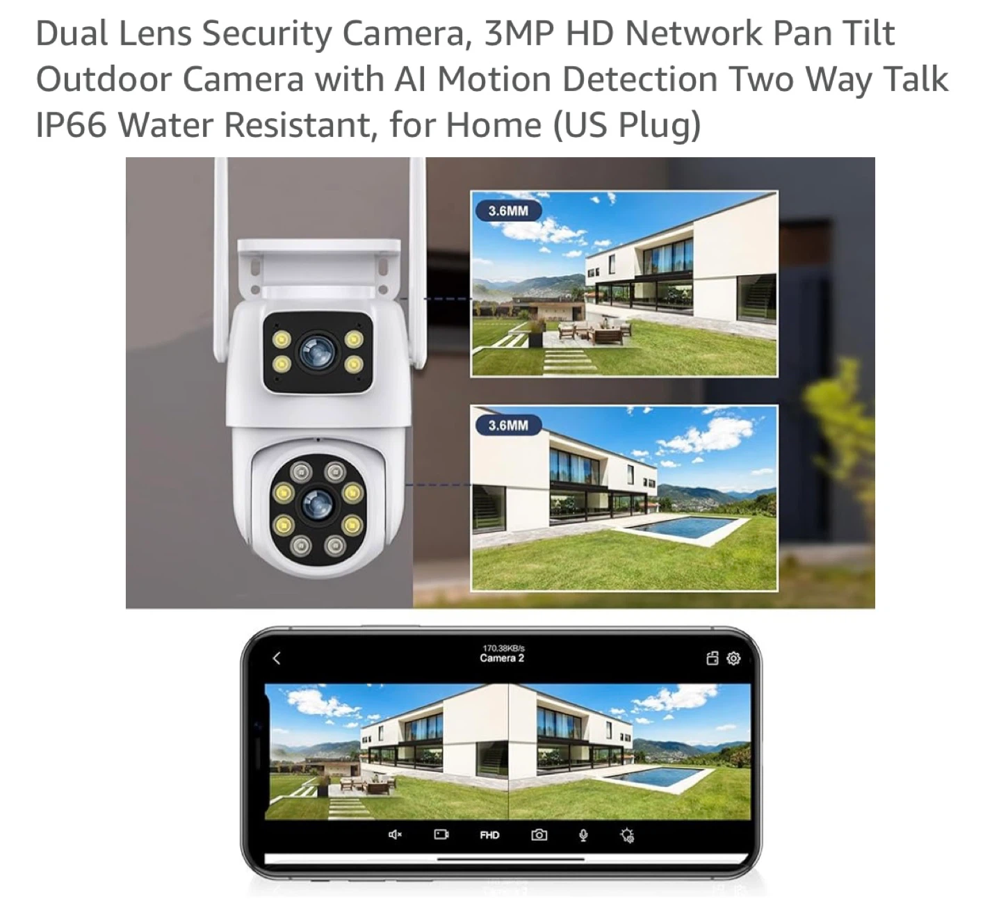 Dual Lens Security Camera - 3MP HD Pan Tilt Outdoor Camera - photo 5