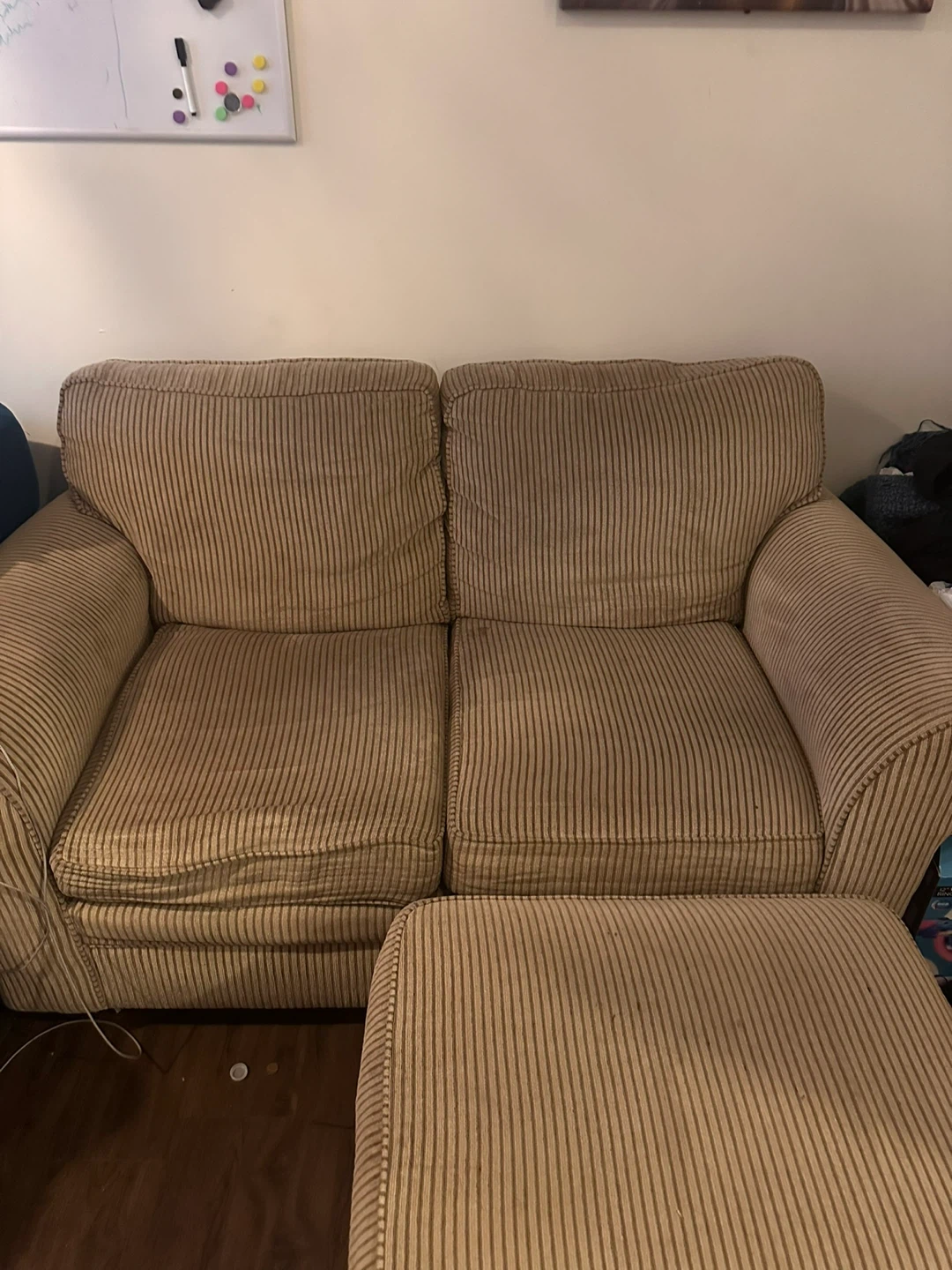 Striped Loveseat with Ottoman - photo 3