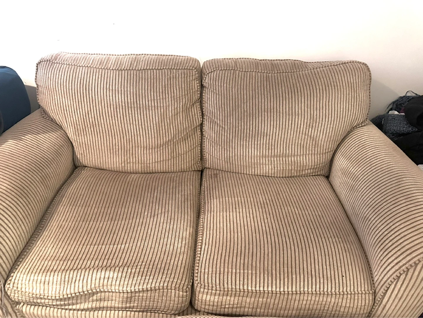 Striped Loveseat with Ottoman