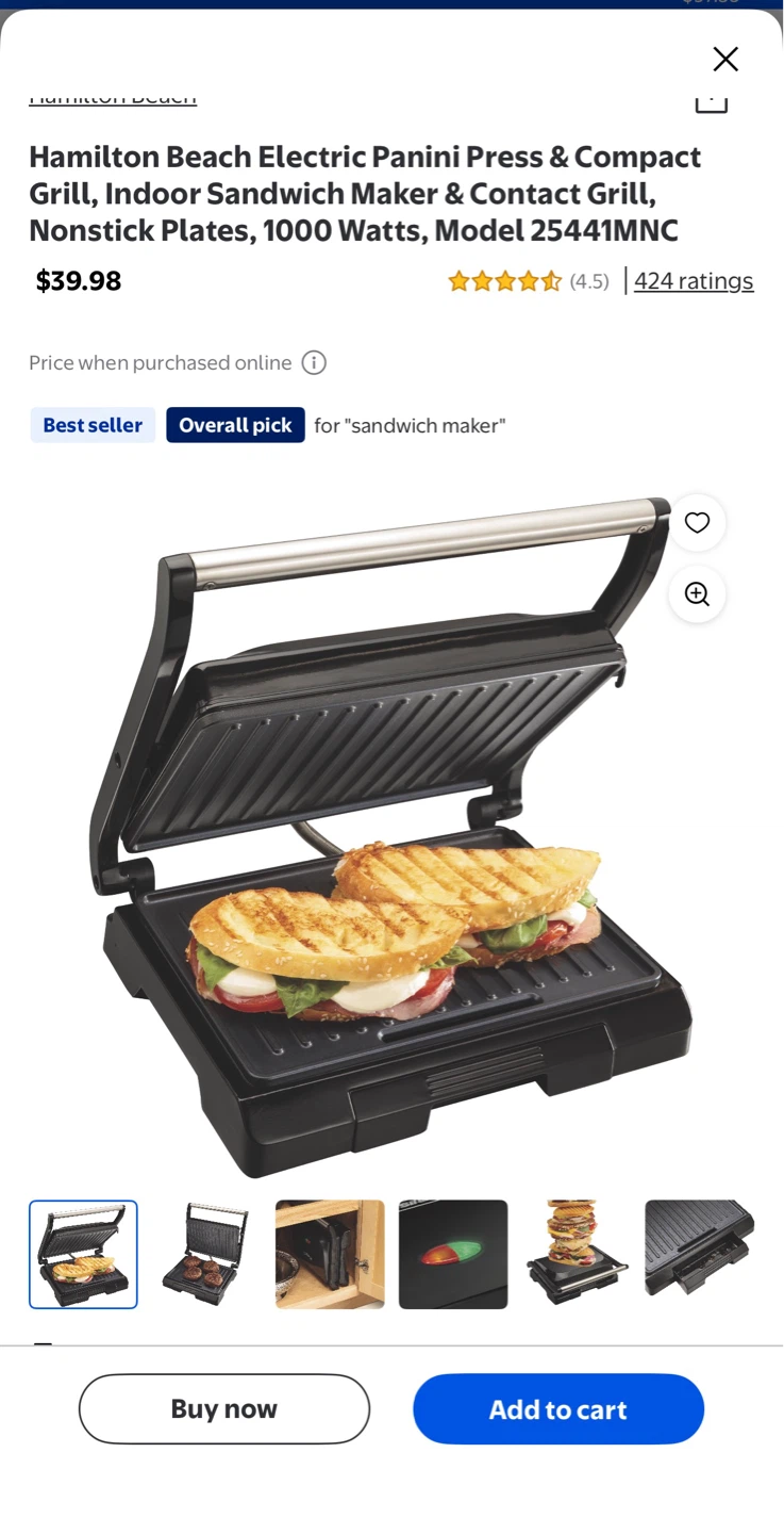 Hamilton Beach Electric Panini Press & Grill