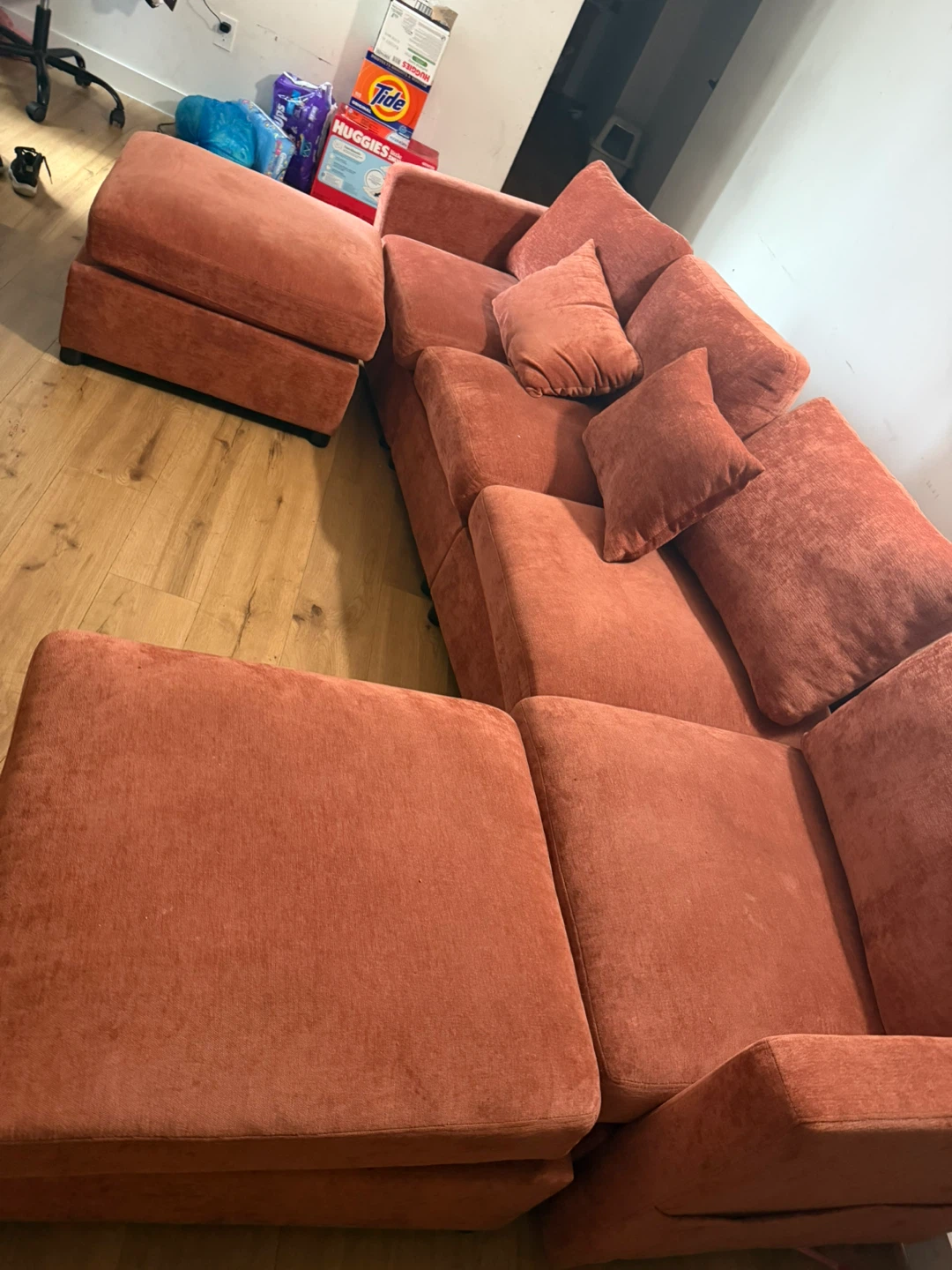 Sectional Sofa with Ottomans - orange