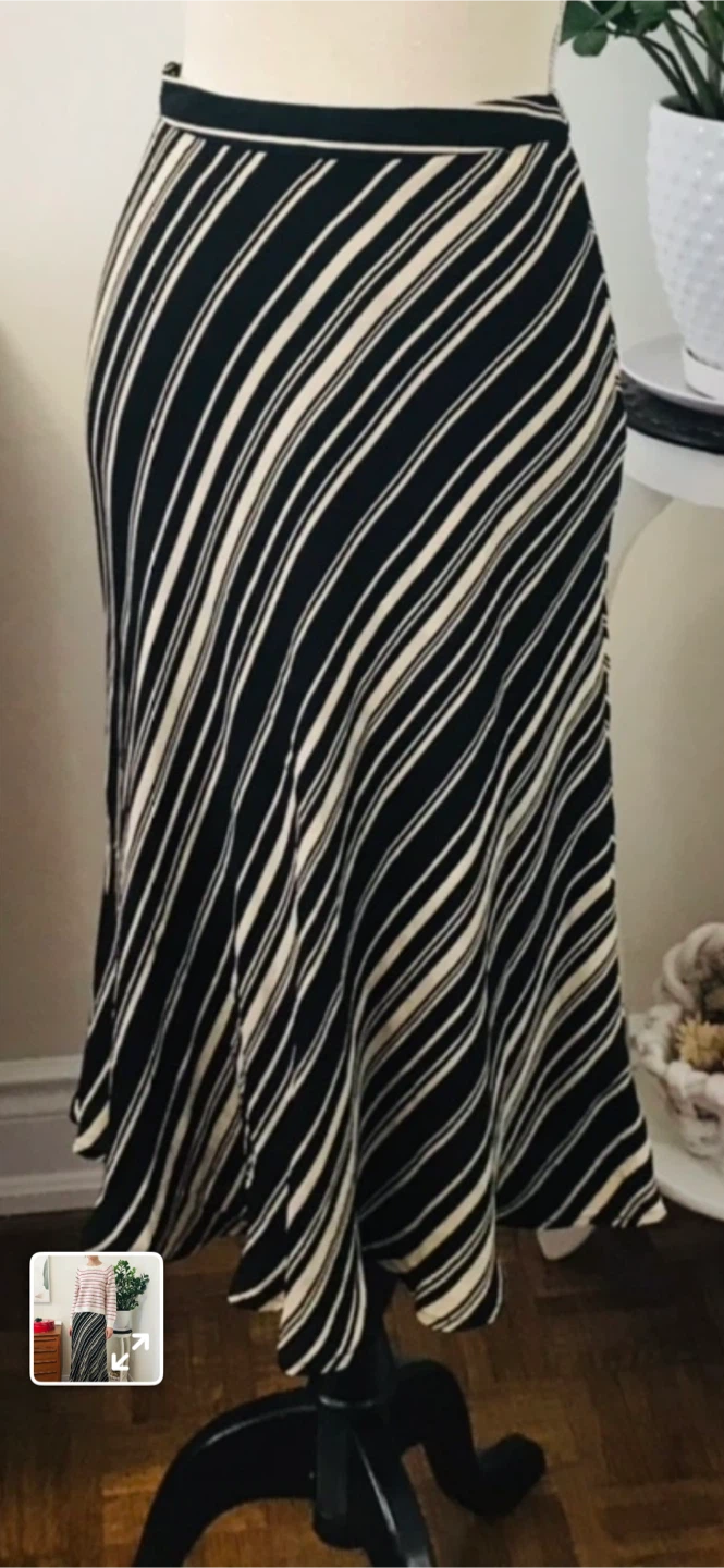 Kate Hill Petite Striped Midi Skirt