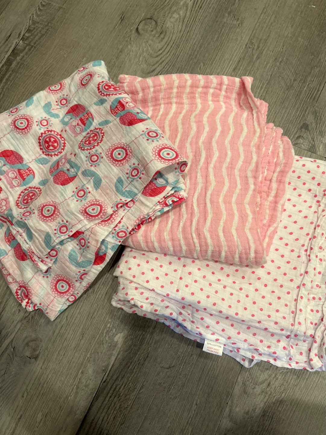 Set of 3 Pink Swaddle Blankets