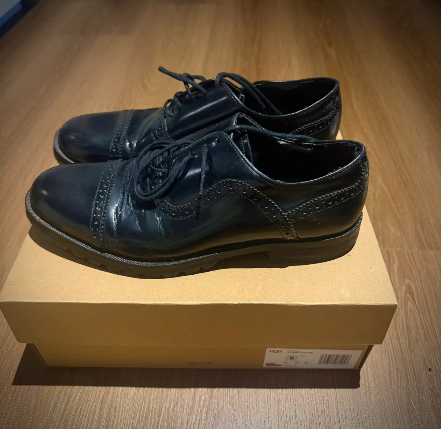 Black Cap Toe Wingtip Oxfords - Size 9 men