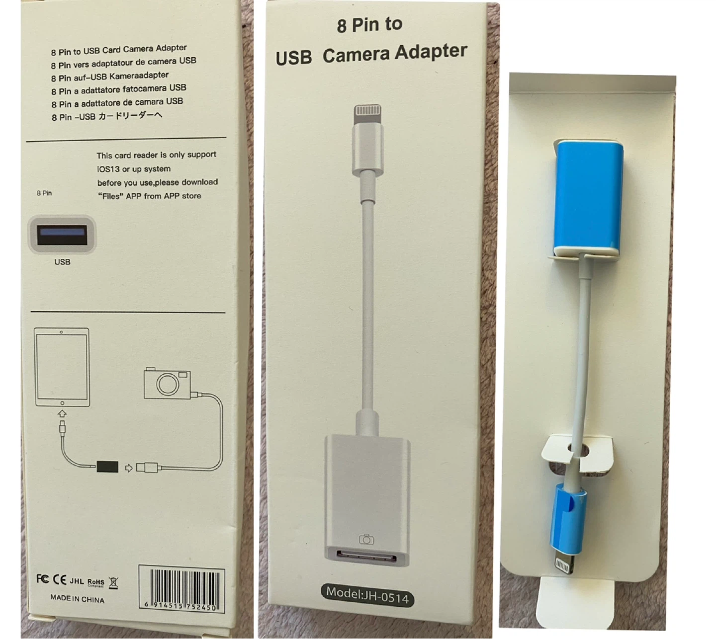 8 Pin to USB Camera Adapter Card Reader