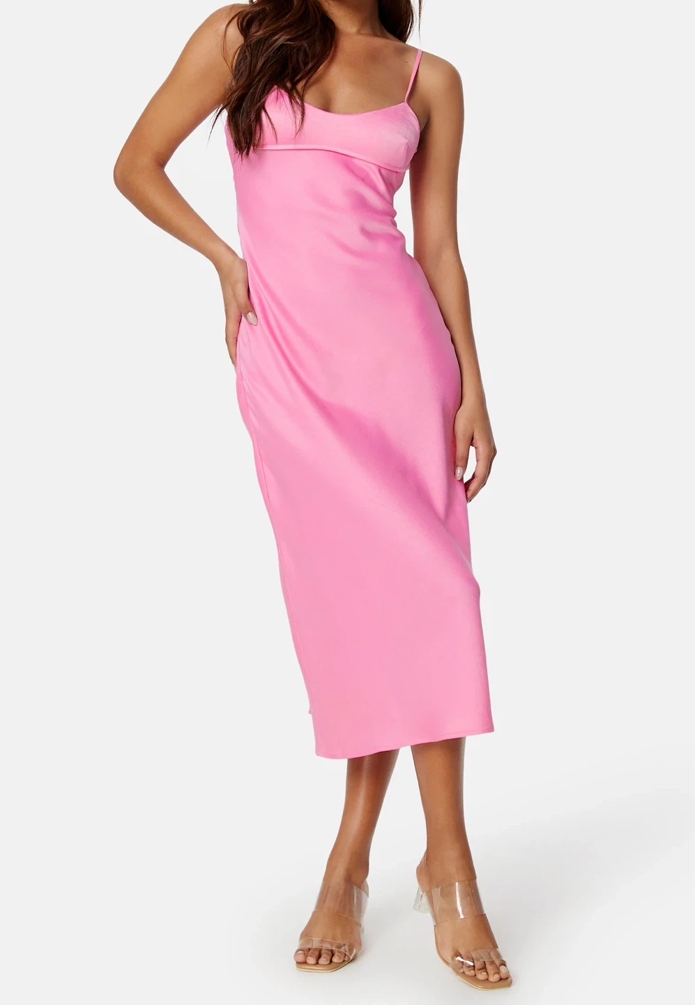 ONLY Pink Satin Slip Midi Dress - photo 4