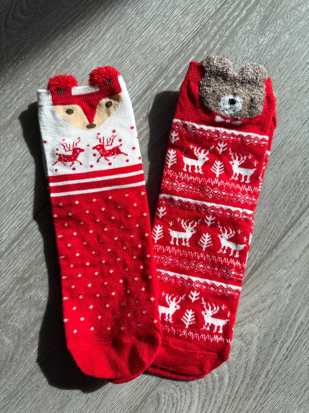Christmas Fox and Bear Socks