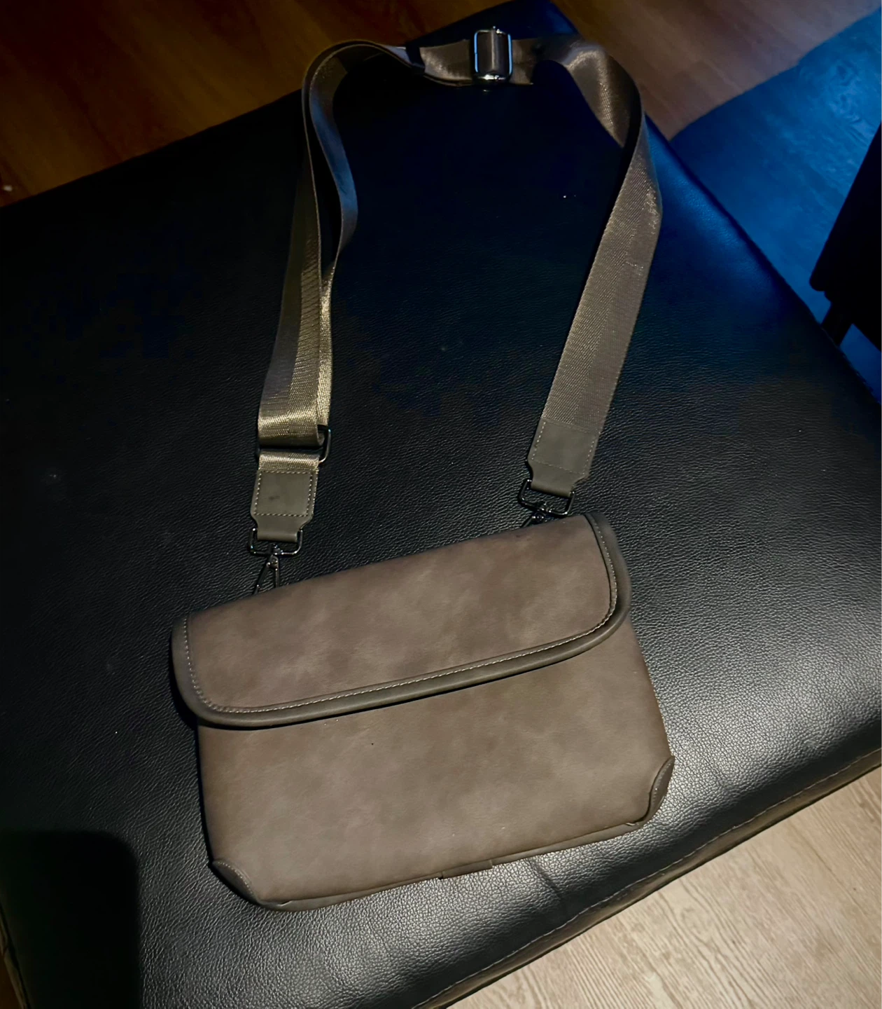 Grey Crossbody Bag with Adjustable Strap