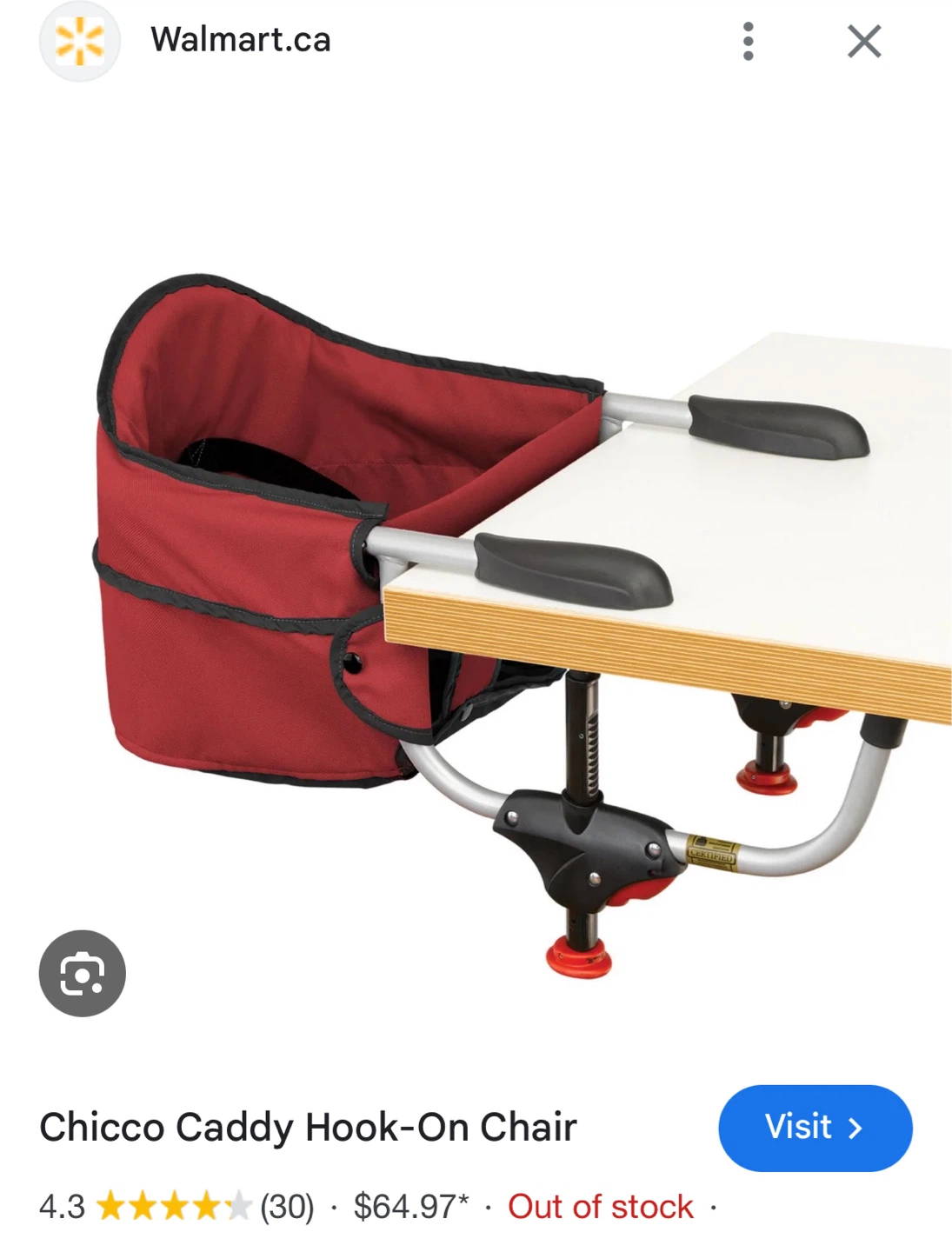 Chicco Caddy Hook-On Chair - Red