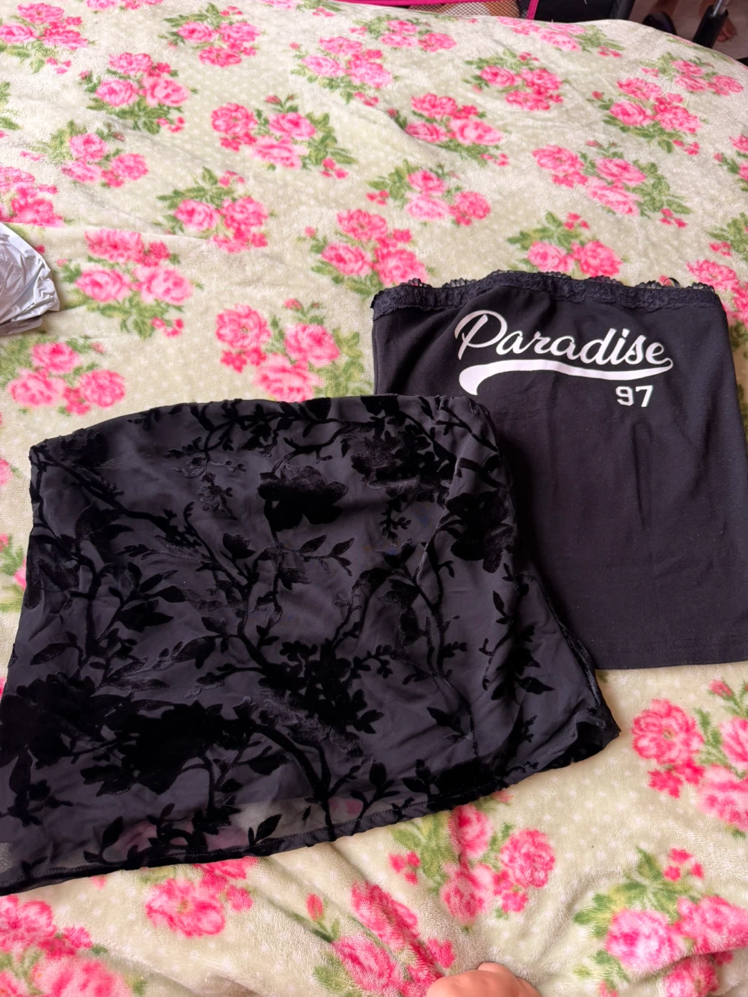 2 Forever 21 shirts one Black Floral Burnout Sheer  Skirt