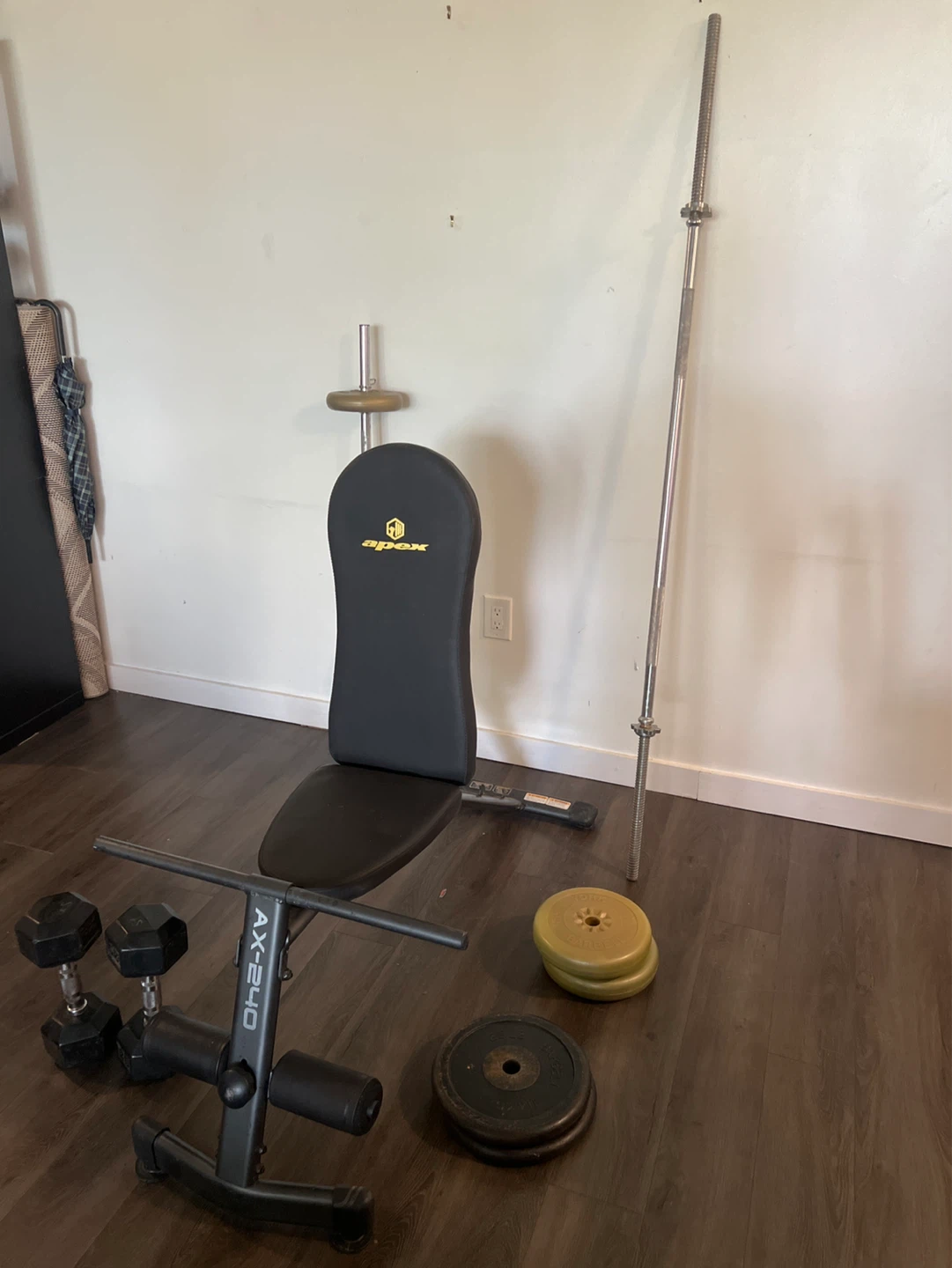 Apex AX-240 Weight Bench Set with Barbell and Dumbbells - photo 3