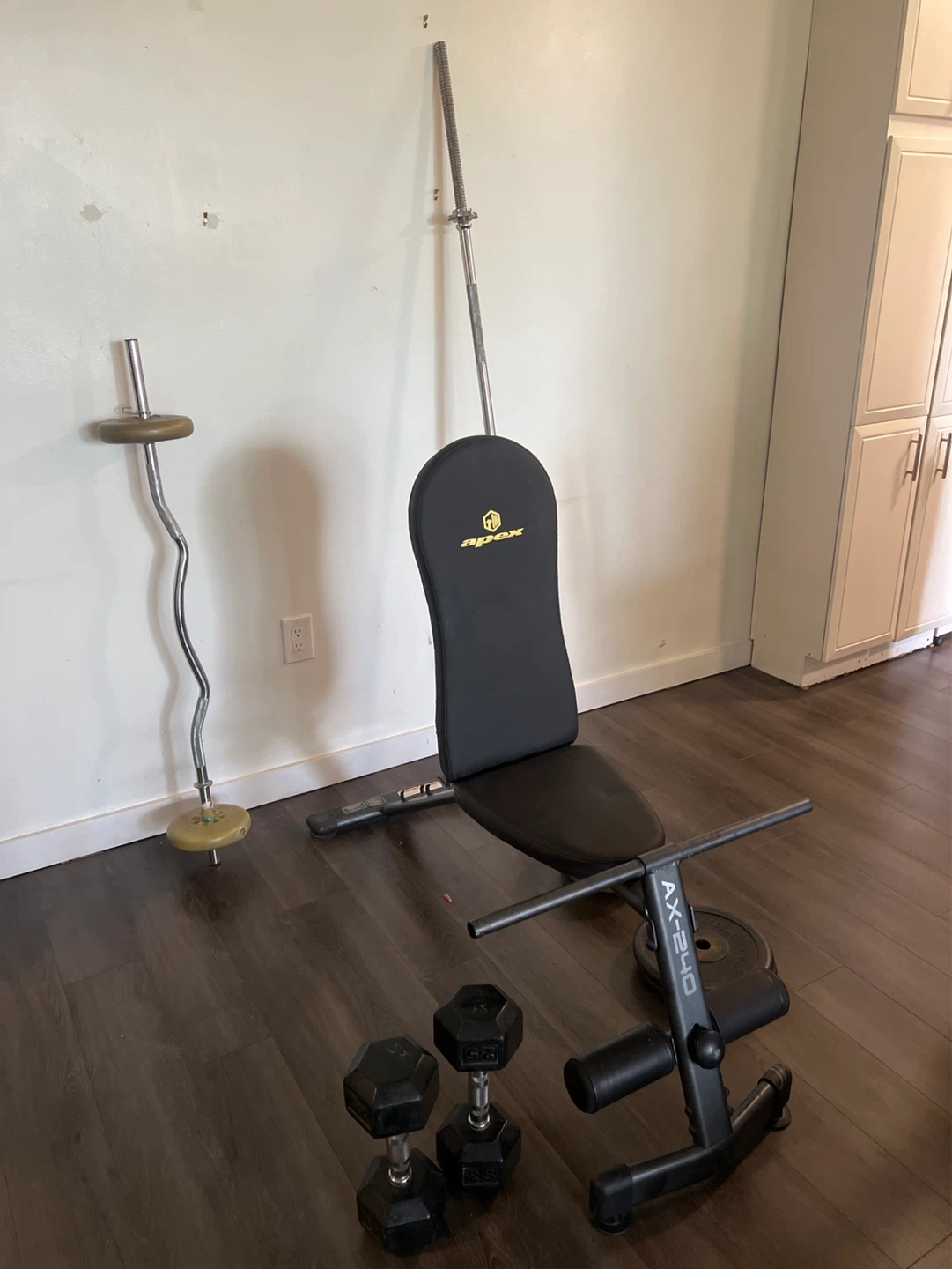 Apex AX-240 Weight Bench Set with Barbell and Dumbbells - photo 2