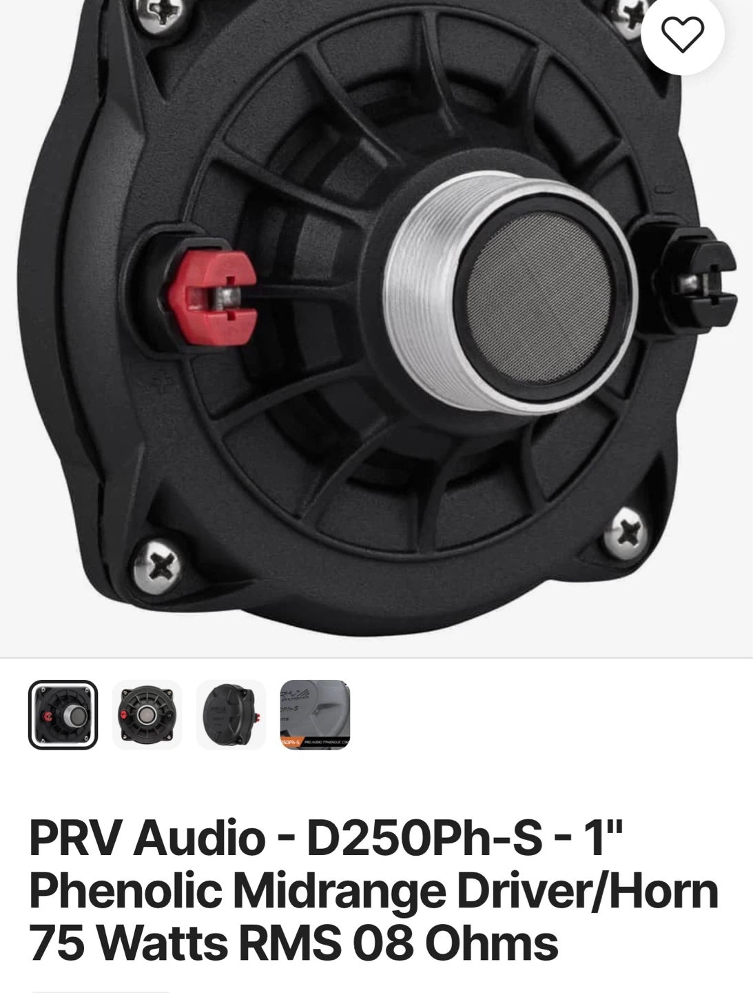 PRV Audio D250Ph-S 1" Phenolic Midrange Driver/Horn