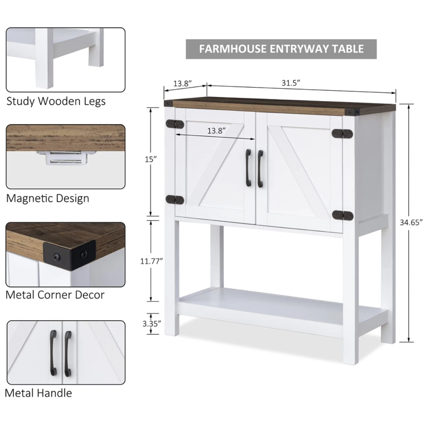 Mufico Console Table Sofa with 2 Storage Cabinets