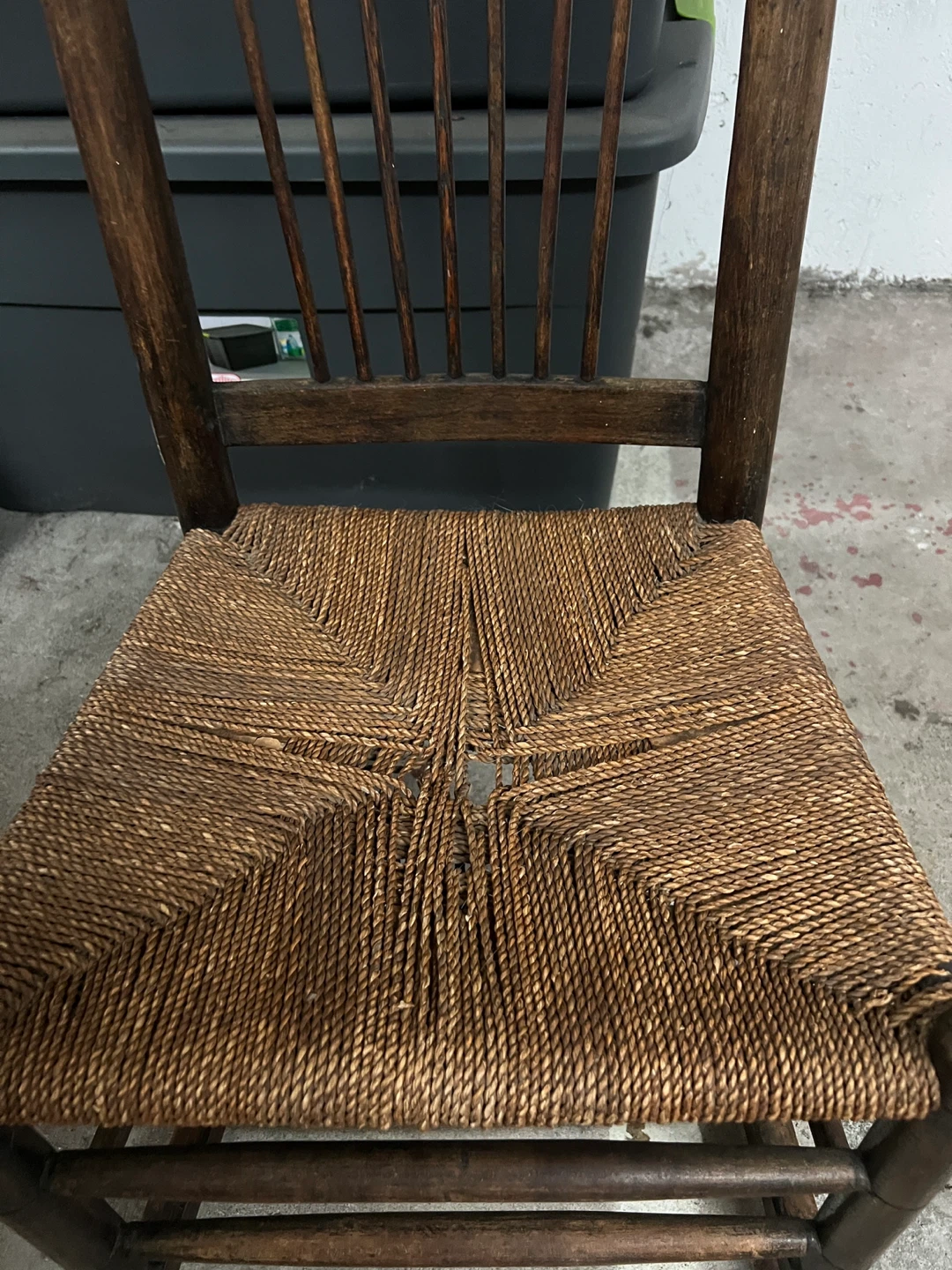 Vintage Wooden Rocking Chair with Woven Seat - photo 3