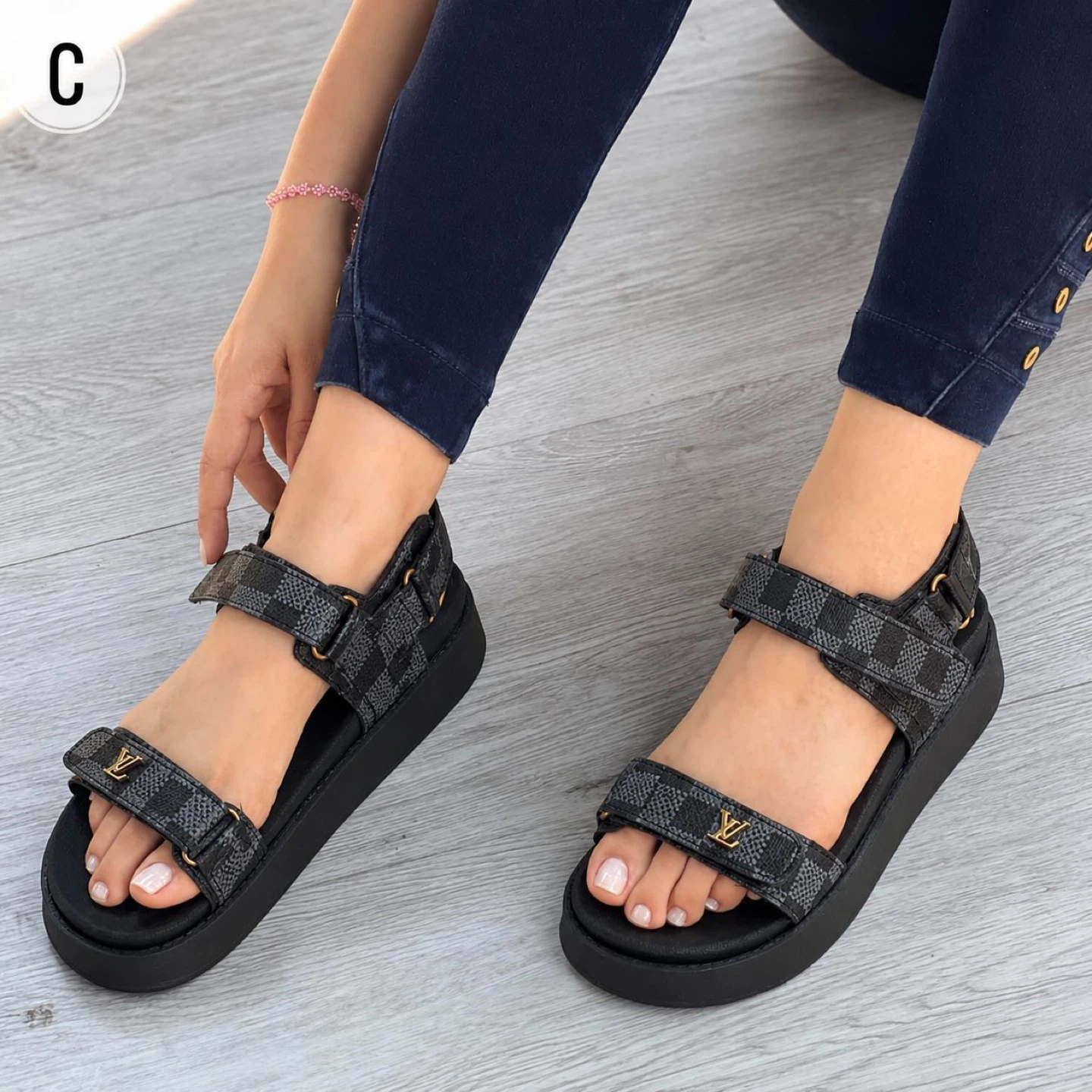 Louis Vuitton Damier Graphite Canvas Sandals
