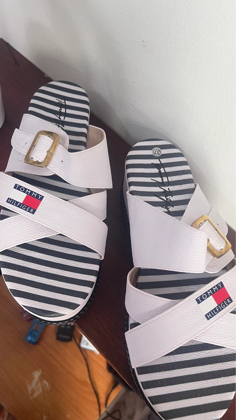 Tommy Hilfiger White Platform Wedge Sandals Size 37 - photo 2